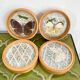 Bamboo butterfly tray and 6 vintage coasters