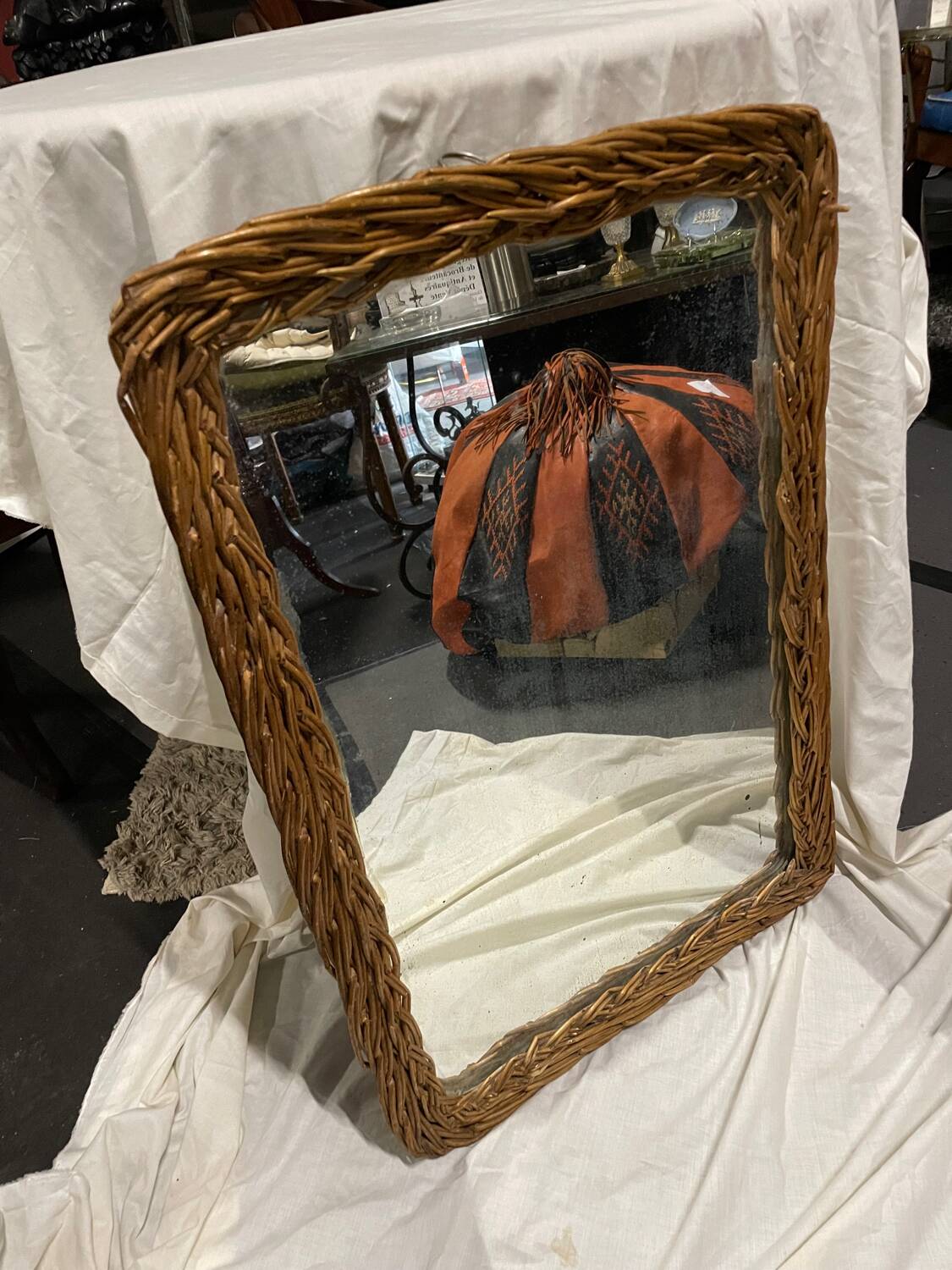 Vintage wicker mirror 1950