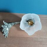 Pink tulip lamp wall light glass paste cast iron base patinated metal