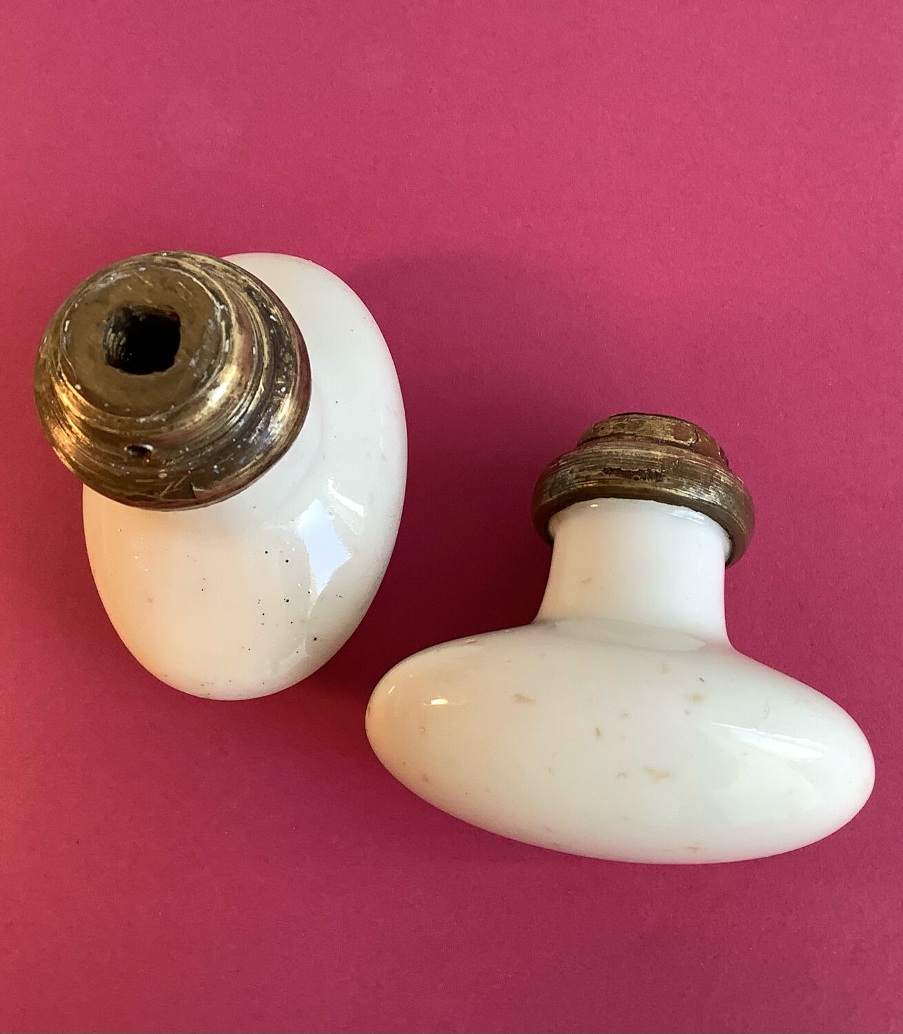 Vintage white porcelain door handles