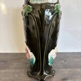 Antique ceramic vase by De Bruyn with floral decoration.