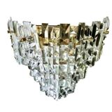 Kinkeldey pair of crystal and gilt wall lights, 1970s