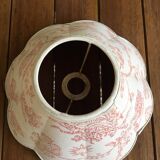 Abat-jour en toile de Jouy motifs rouges sur fond vanille