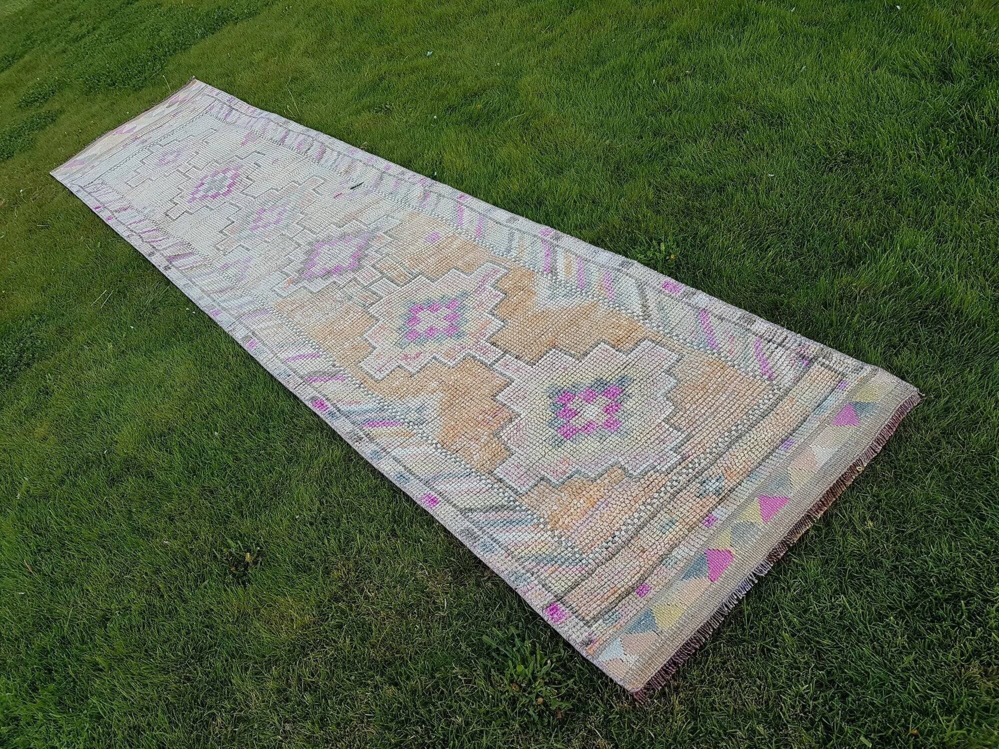 Vintage Turkish hallway rug 80x360 cm