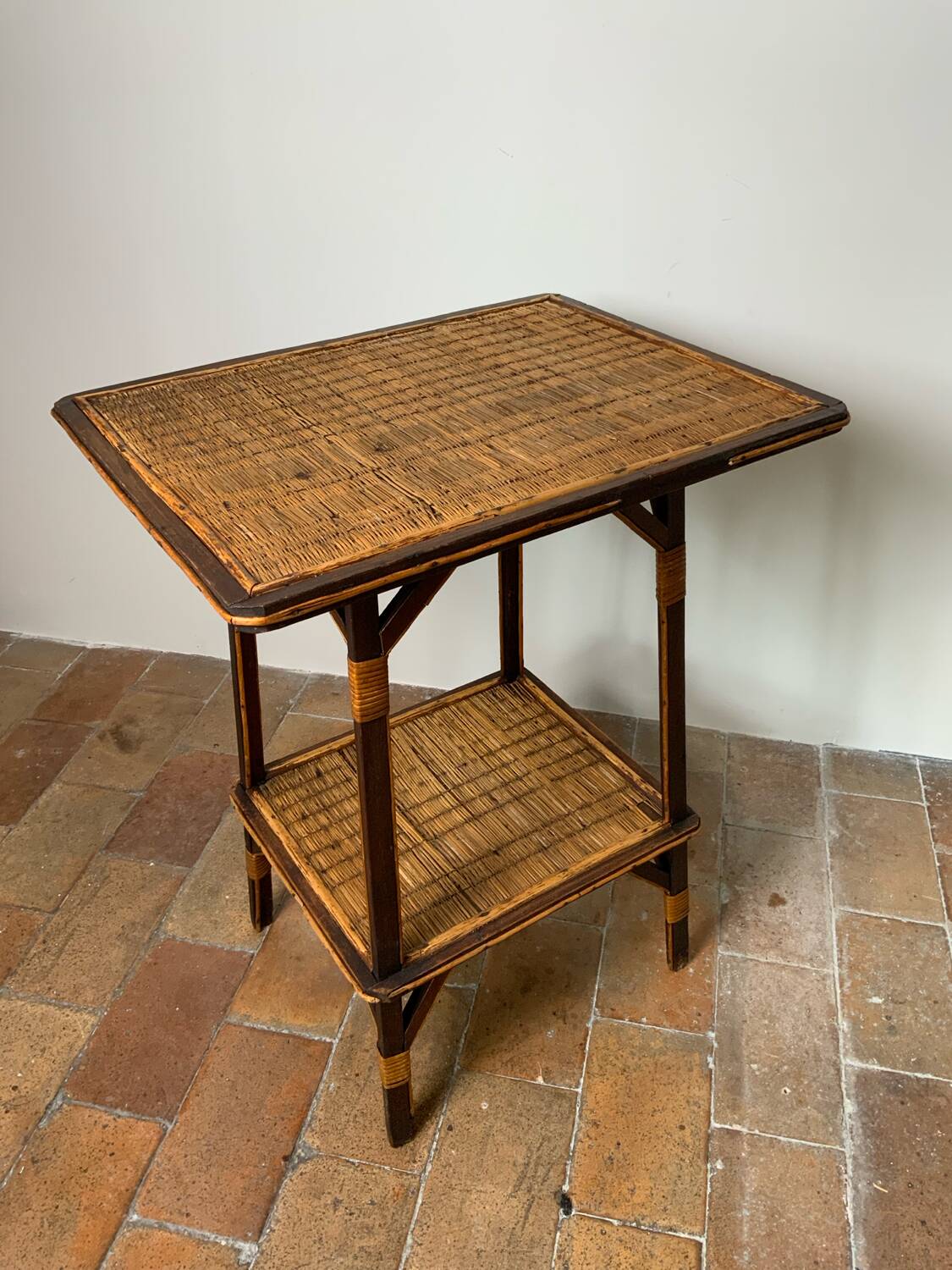 Wood and rattan table