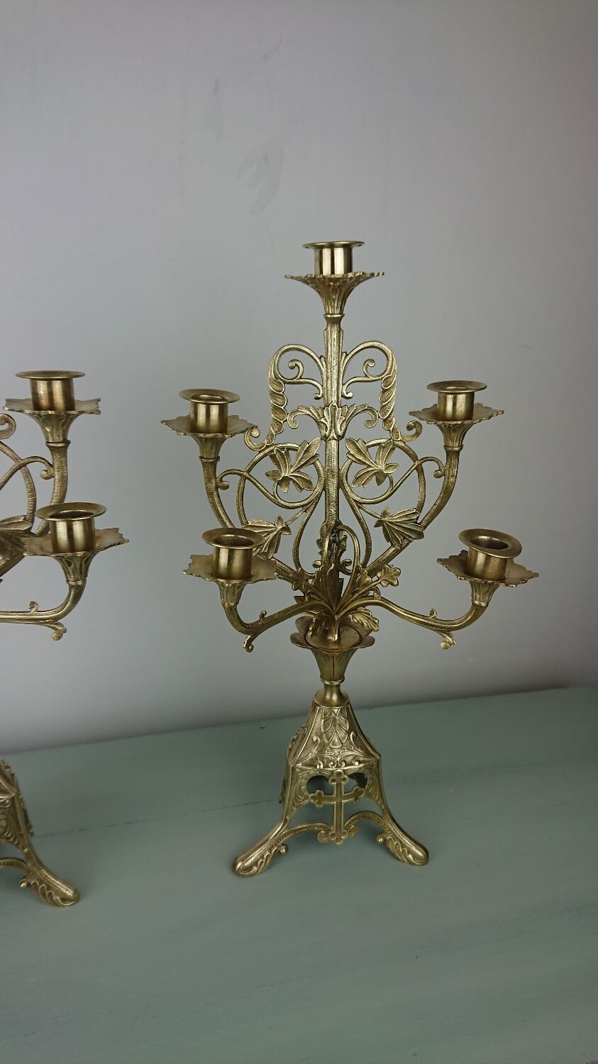 Brass altar candlesticks