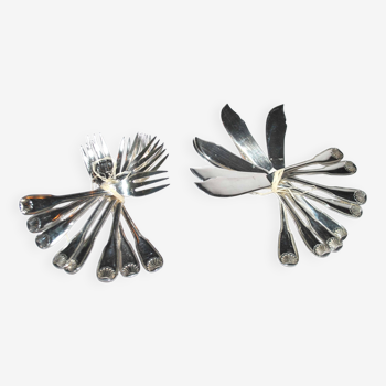 Silver metal fish cutlery ERCUIS Coquille Vendôme 21cm