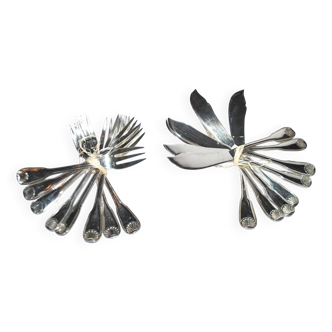 Silver metal fish cutlery ERCUIS Coquille Vendôme 21cm