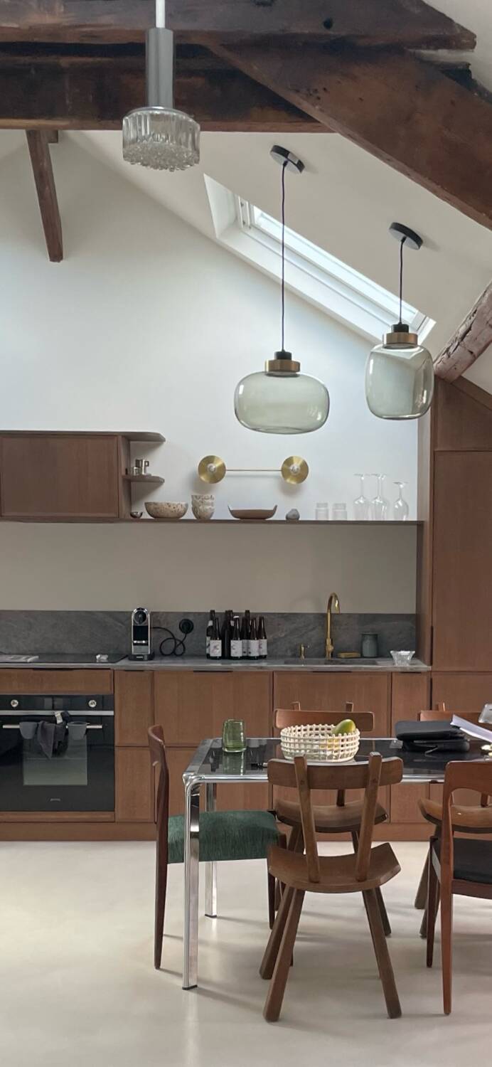 Two Legier suspensions, smoked glass