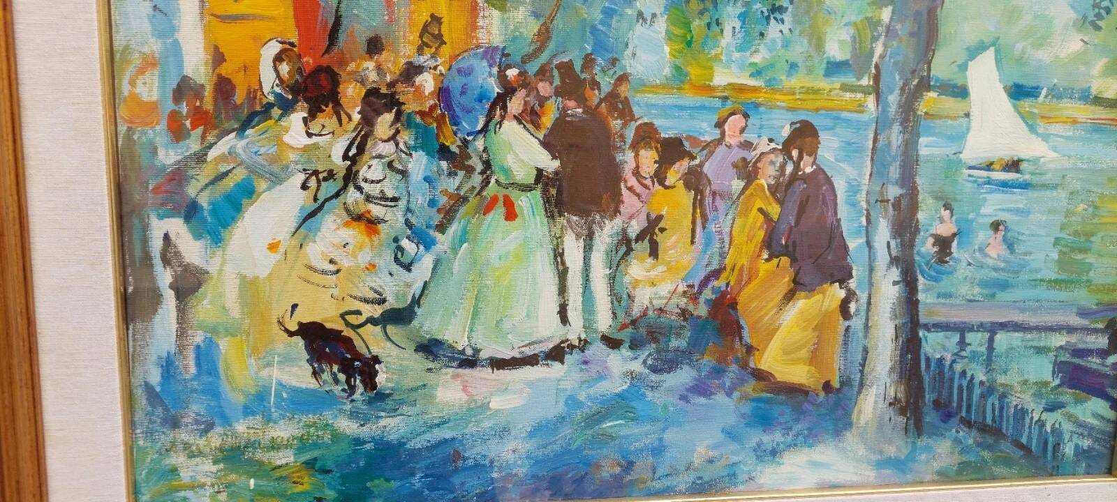 Oil painting on canvas "PARISIENNE" 50x70 Cm 60s 70s BELLE EPOQUE