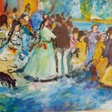 Oil painting on canvas "PARISIENNE" 50x70 Cm 60s 70s BELLE EPOQUE