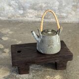 Small stool, black solid teak accent stool wabi-sabi L30 W8.5 H6.