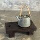 Small stool, black solid teak accent stool wabi-sabi L30 W8.5 H6.