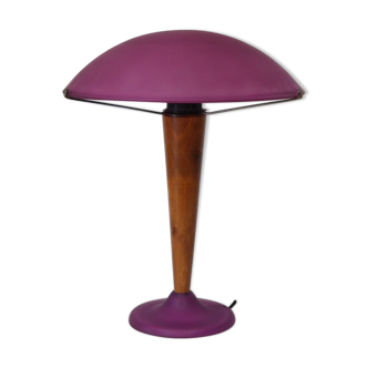 Mushroom lamp in vintage magenta fuchsia glass