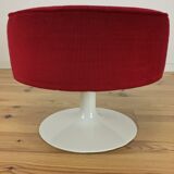 70's tulip and red velvet space age stool