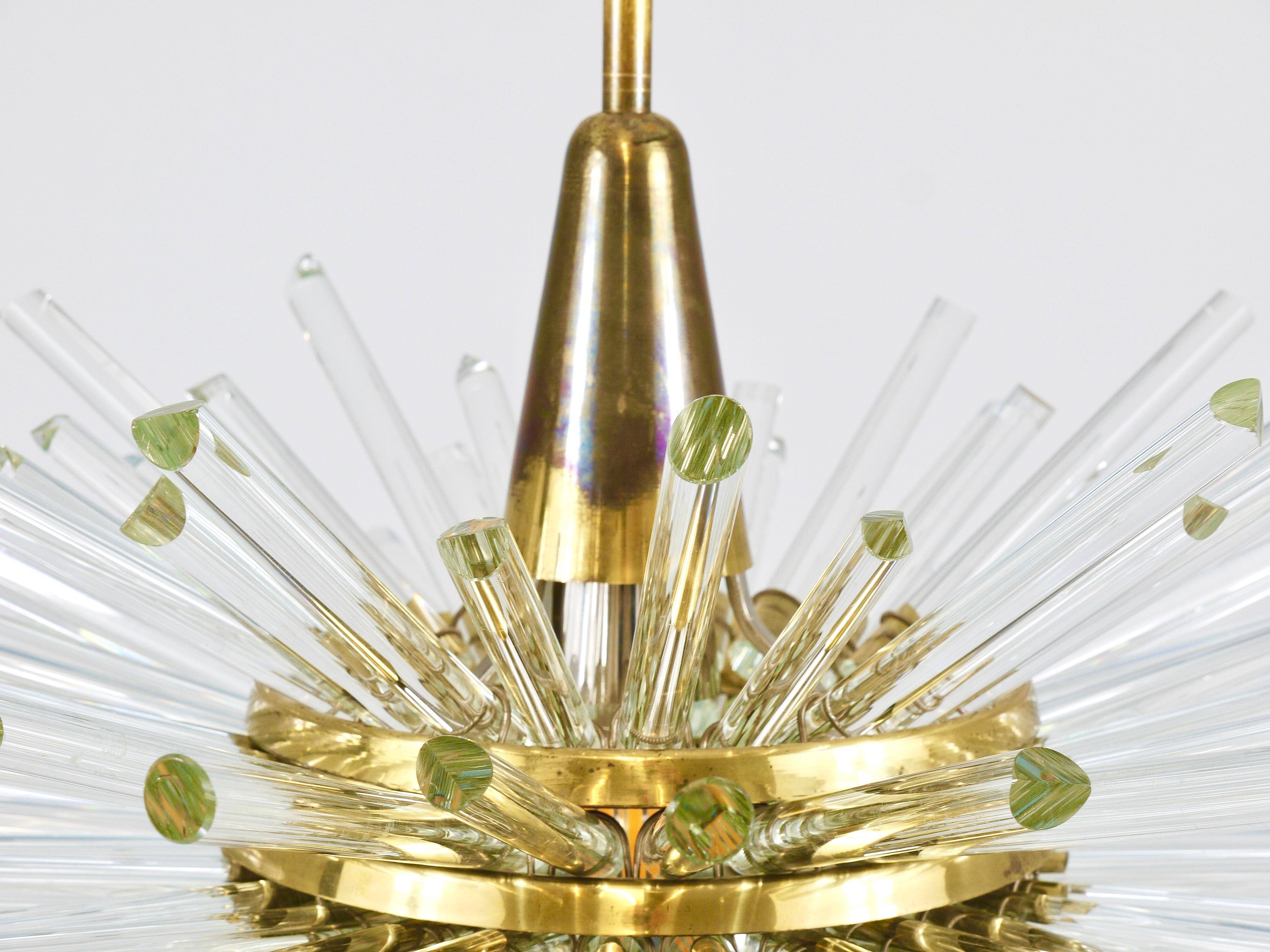 Lustre Bakalowits Miracle Sputnik en laiton avec tiges en verre cristal, années 1960