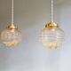 Pair of Space Age Pendant Lights in Yellow Clear Glass, 1960s-70s