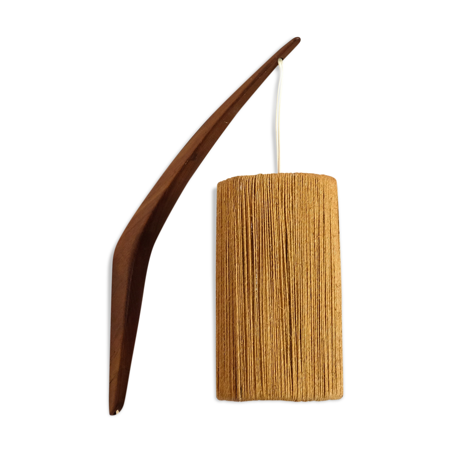 Scandinavian wall lamp wood and rope attributed to Ib Fabianssen