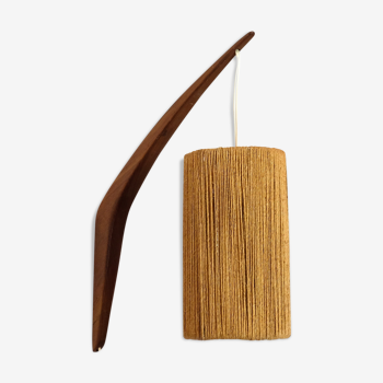 Scandinavian wall lamp wood and rope attributed to Ib Fabianssen