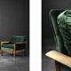 Vintage Mid-Century Modern Rosewood & Green Velour 3-Seater Sofa and Chair