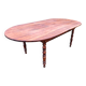 Antique cherry wood farmhouse table with rounded ends