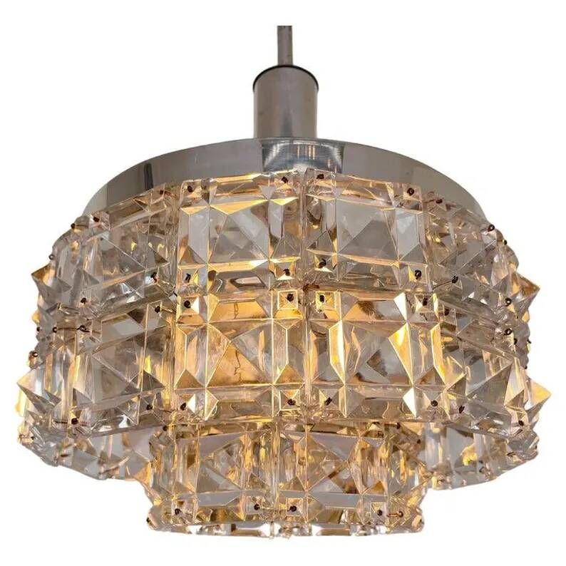 Midcentury Glass Chandelier by Kinkeldey, Germany, 1970s