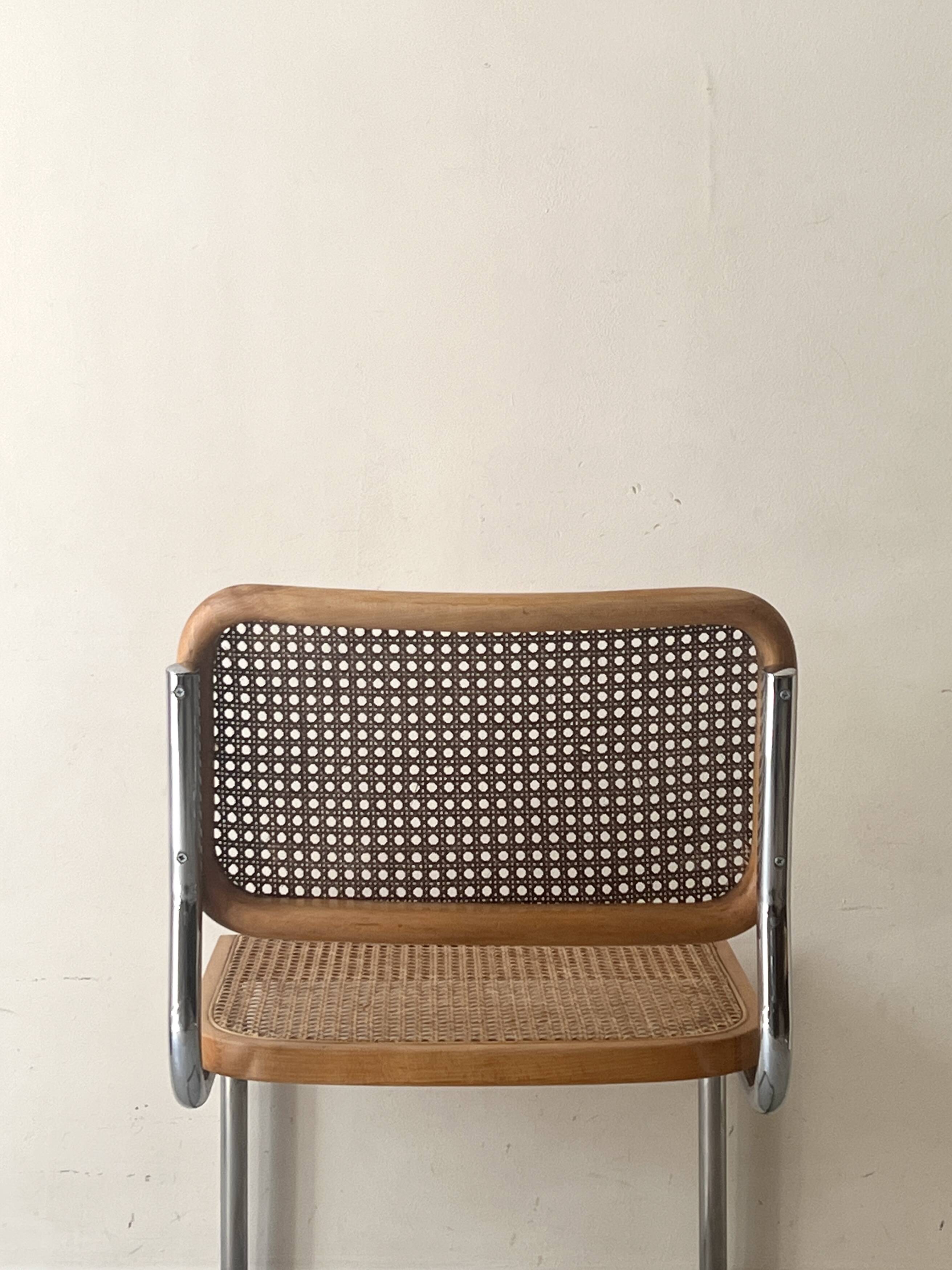 Cesca chair by Marcel Breuer in chrome and wood, 1970