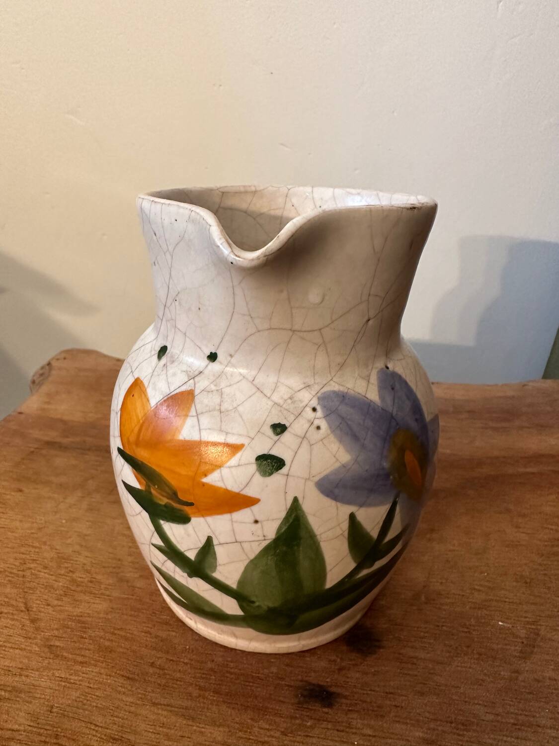 Vintage - Poterie du Marais Pitcher - Cracked Enameled Stoneware