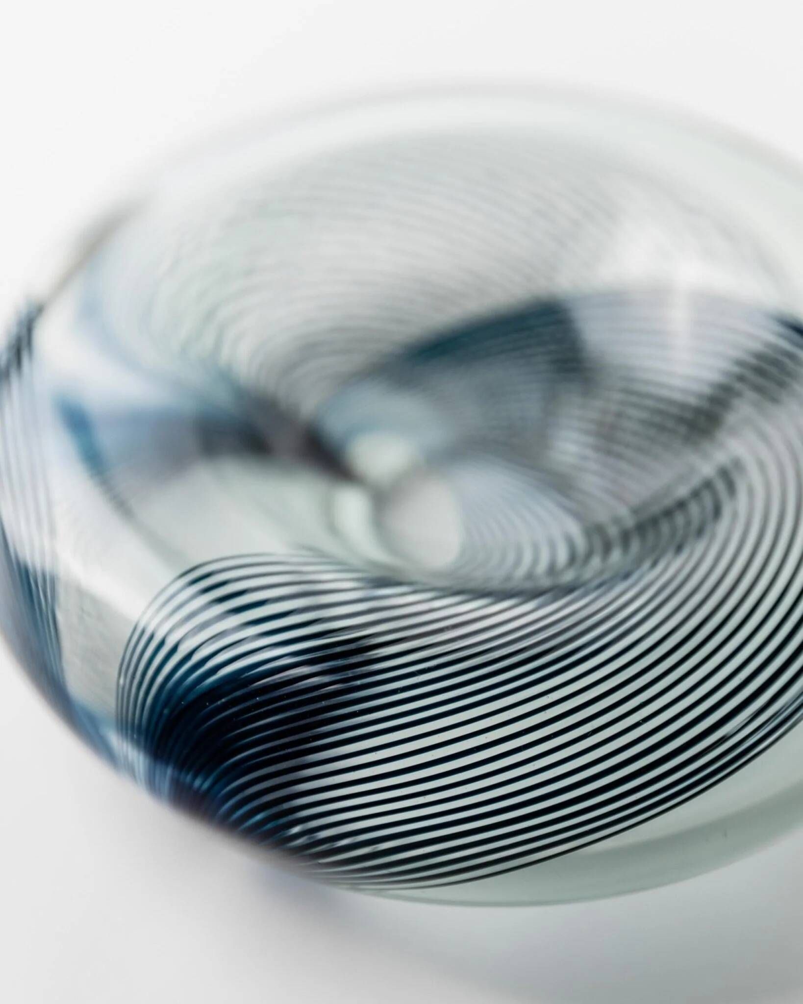 Blue Murano Glass Bowl with Filigree Twist - Vintage Italian Glass Art, 1970s, Table Decor