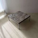 Mid-century coffee table natural stone chrome 1960s Netherlands