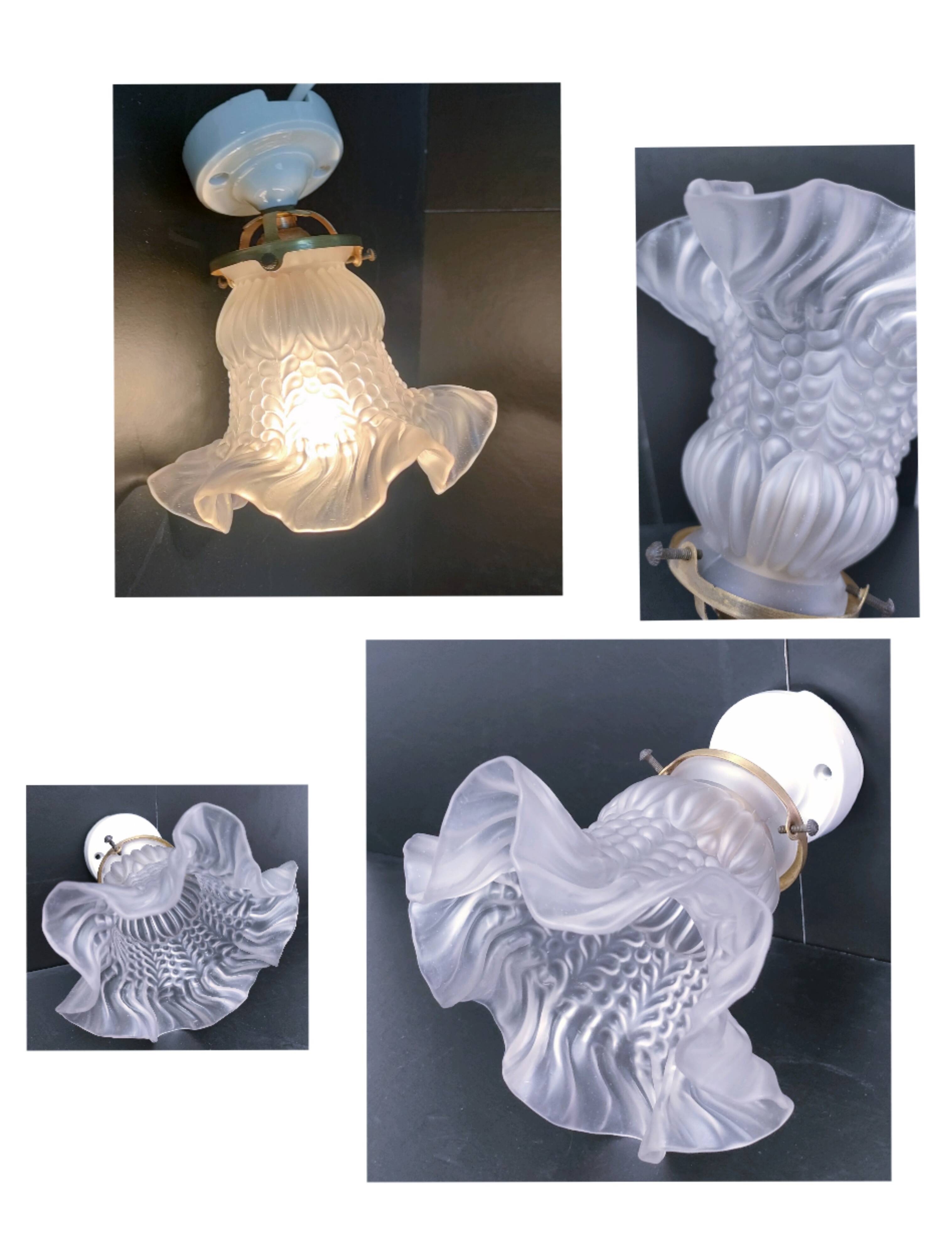 Porcelain and flower glass wall lamp early 20th century