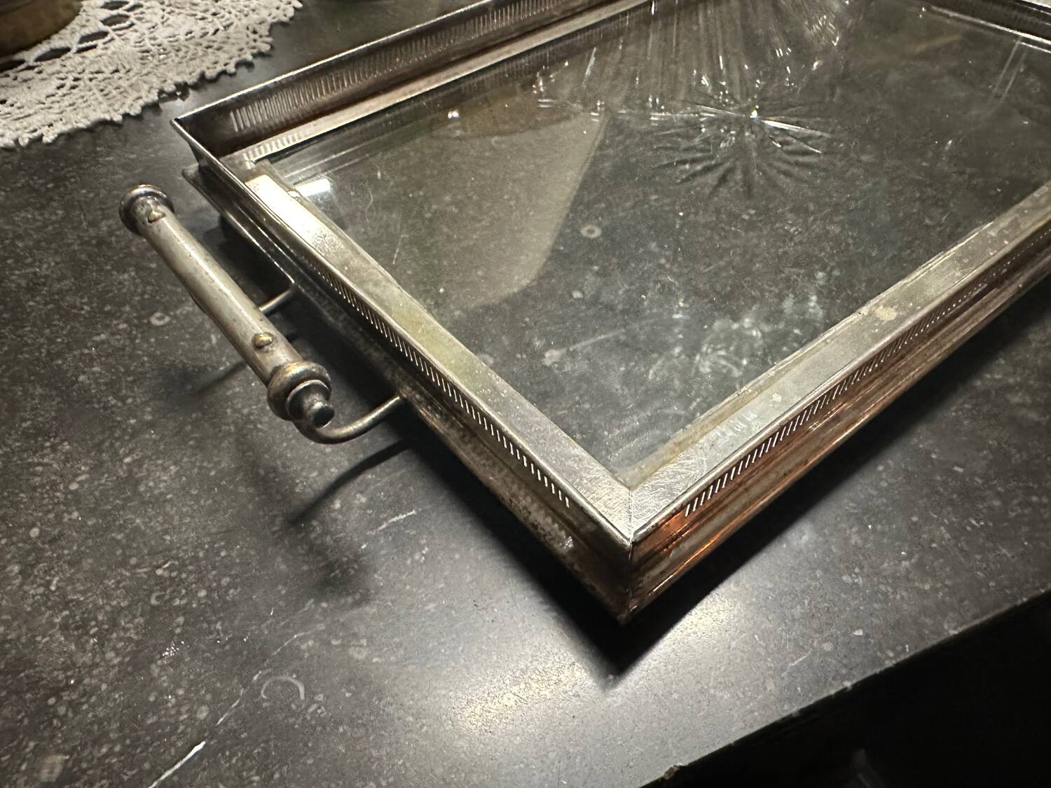 Silver metal tray