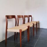 Niels Moller, chaises de salle à manger danoises  en bois et cordon papier