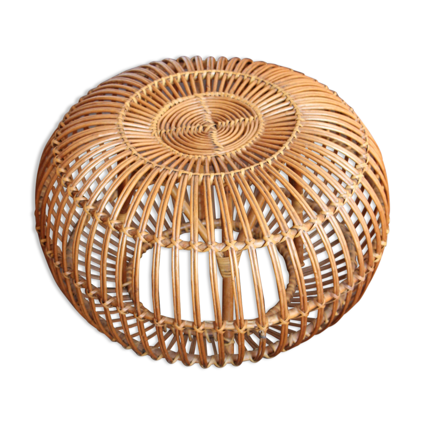 Ottoman pouf in Albini rattan