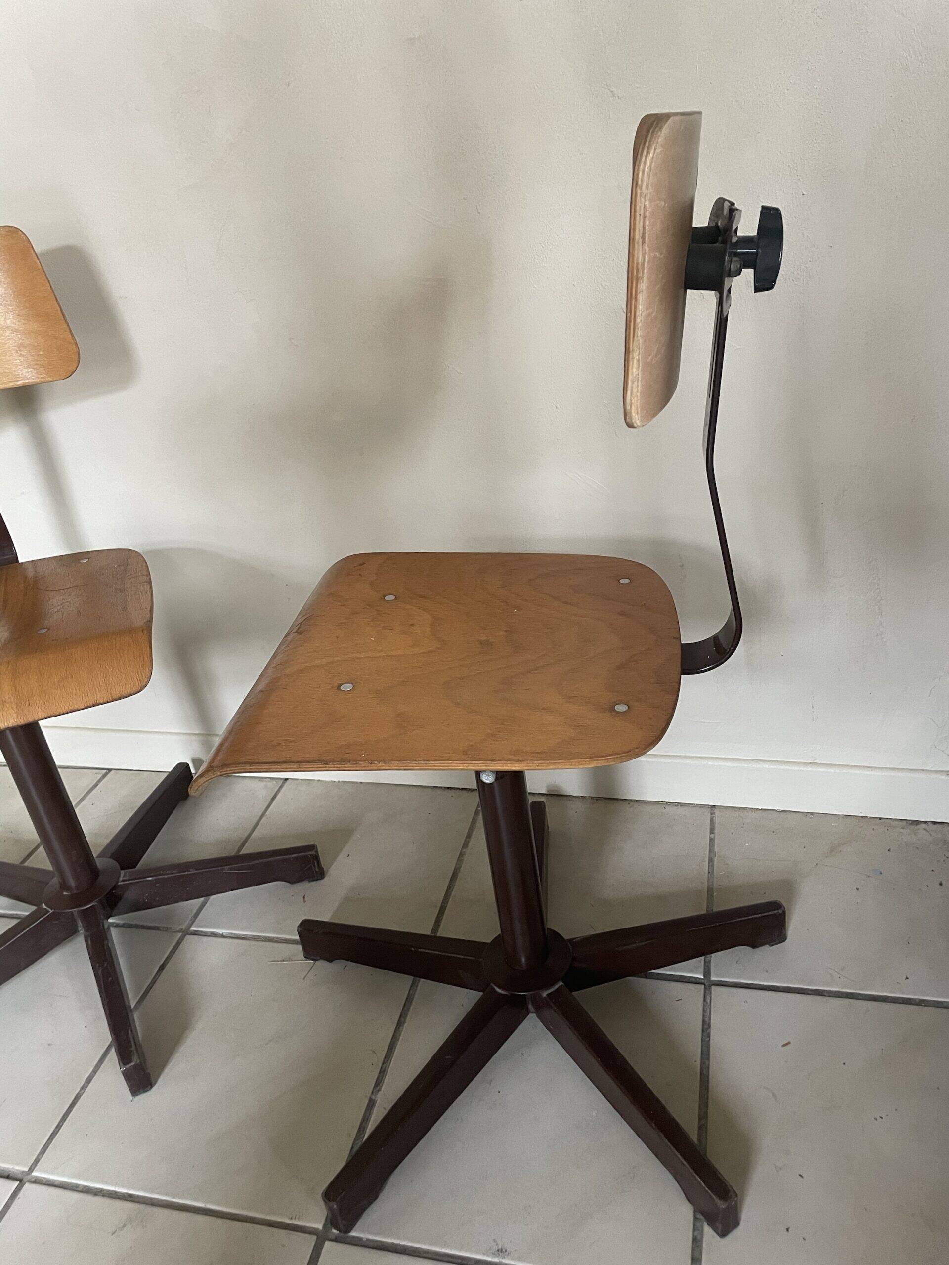 Pair of industrial swivel chairs
