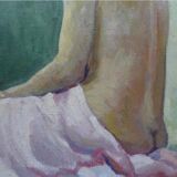 Peinture à l'huile ancienne Portrait de femme nue impressionniste du 20ème siècle