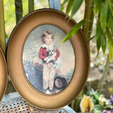 Set of 2 oval paintings