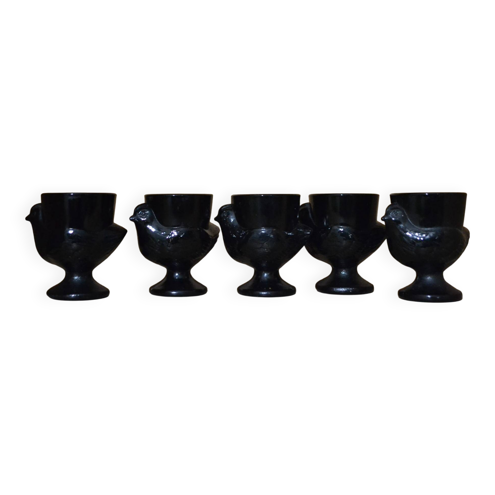 Set of 5 hen-shaped egg cups