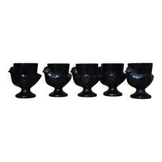 Set of 5 hen-shaped egg cups