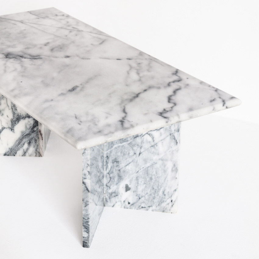 Vintage white marble coffee table - France, 1970s