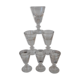 Set of 6 glasses of bar effect trompe l'oeil 30s