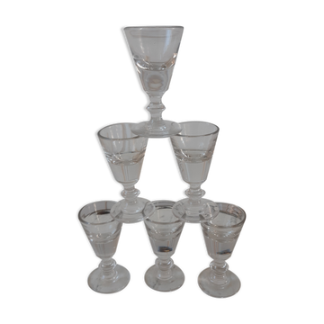 Set of 6 glasses of bar effect trompe l'oeil 30s