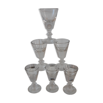 Set of 6 glasses of bar effect trompe l'oeil 30s