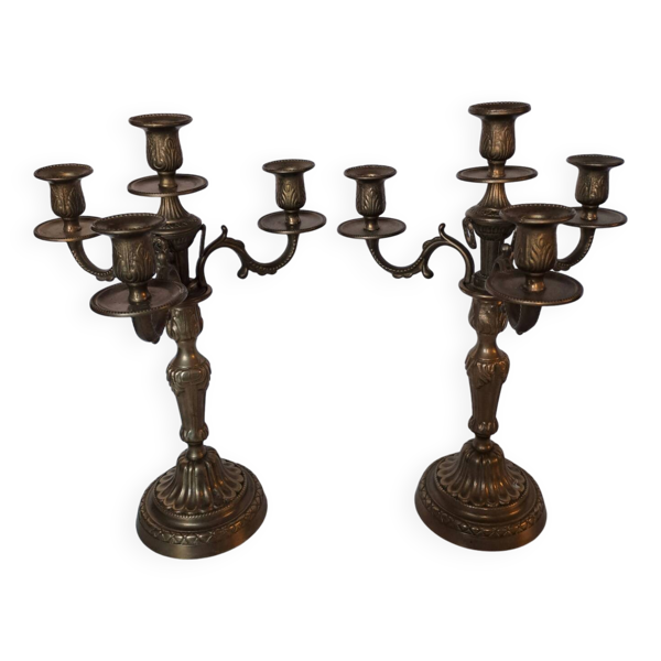 Paire de chandeliers en bronze