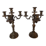 Pair of bronze candlesticks