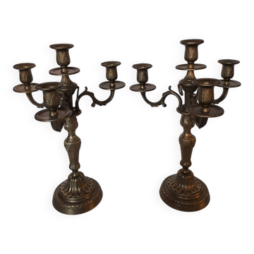 Paire de chandeliers en bronze