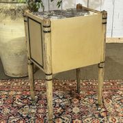 Beech bedside table painted with a marble top in Louis XVI style from the late 19th century.