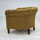 Fauteuil relax danois des années 1950, revêtement en laine verte, bois de frêne.