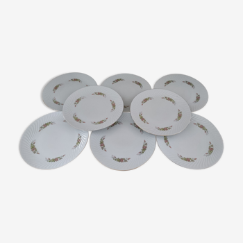 Lot de 8 assiettes plates en porcelaine Bavaria blanche