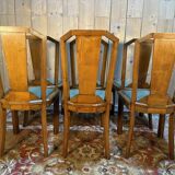 6 Art Deco period chairs in green vinyl